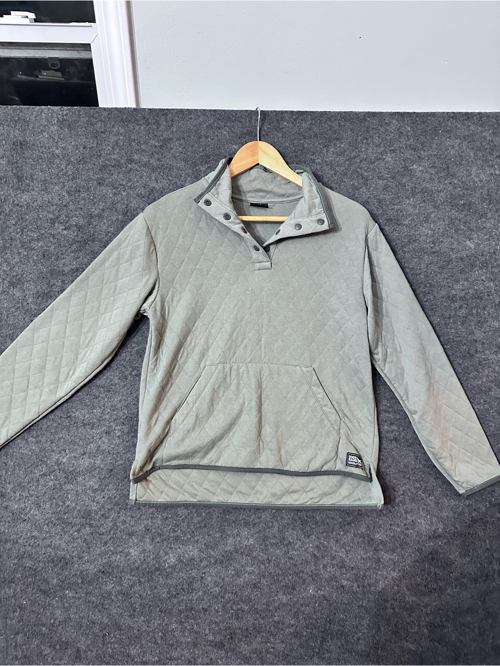 Eddie Bauer Quilted Snap-Placket Pullover Sweatshirt - Sage Green